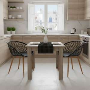 200 001207 Dining table set of 3 pieces Manka-Ezra Argos The Classic in sonoma truffle-black color 80x80x77cm