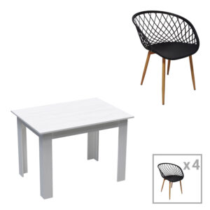 200 001215 Dining table Manka-Ezra Argos The Classic set of 5 pieces in white 110x80x77cm