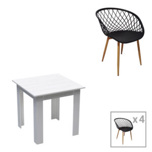 200 001216 Dining table Manka-Ezra Argos The Classic set of 5 pieces in white 80x80x77cm