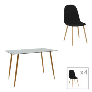 200 001231 Dining table set of 5 pieces Chloe-Bella Argos The Classic 8mm glass- natural color leg 120x70x75cm