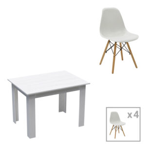 Dining table set of 5 pieces Manka-Julita Argos The Classic in white color 110x80x77cm