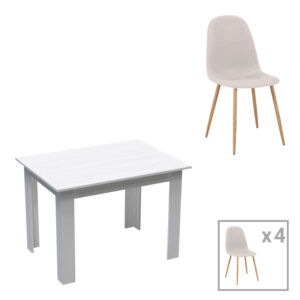 200 001256 Bella-Manka Argos The Classic dining table set of 5 pieces in white 110x80x77cm