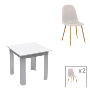 200 001257 Bella-Manka Argos The Classic dining table set of 3 pieces in white 80x80x77cm
