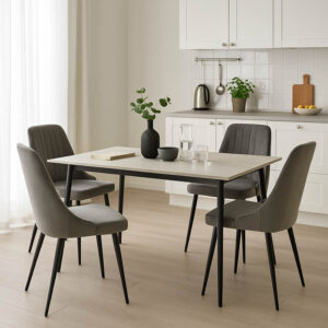 Azori-Gustas Argos The Classic dining set 5pcs white marble-anthracite 120x80x76cm