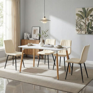 Dining table Natali-Noor Argos The Classic set of 5 pcs MDF white-beige fabric 120x80x76cm