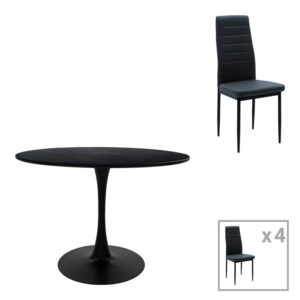 200 001389 Dining table Balou-Parker Argos The Classic set of 5pcs black-anthracite D100x73cm