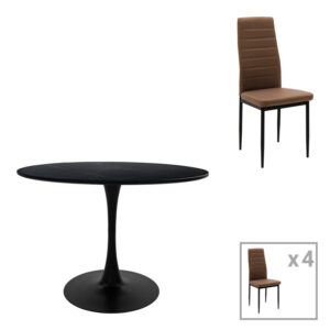200 001391 Dining table Balou-Parker Argos The Classic set of 5 pcs black-brown D100x73cm