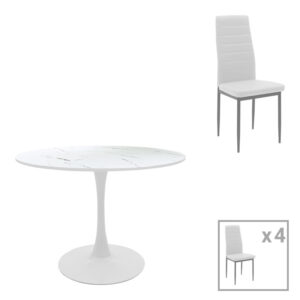 200 001393 Dining table Balou-Parker Argos The Classic set of 5 pcs white D100x73cm