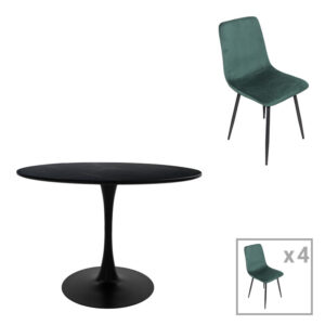 200 001395 Dining table Balou-Grato Argos The Classic set of 5 pcs black-cypress D100x73cm