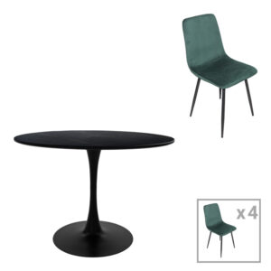 200 001396 Dining table Balou-Grato Argos The Classic set of 5 pcs black-cypress Φ120x73cm