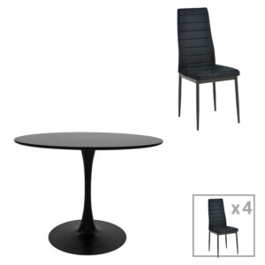 200 001404 Dining table Balou-Parker Argos The Classic set of 5 pcs black D100x73cm