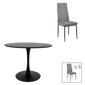 200 001406 Dining table Balou-Parker Argos The Classic set of 5 pcs black-grey D100x73cm