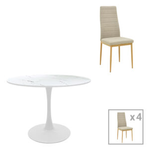 200 001410 Dining table Balou-Parker Argos The Classic set of 5 pcs white-beige D100x73cm
