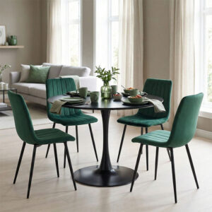 200 001420 Dining table Balou-Noor Argos The Classic set of 5 MDF black-green D100x73cm