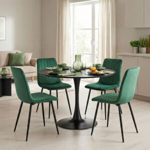 Dining table Balou-Noor Argos The Classic set of 5 MDF black-green D120x73cm