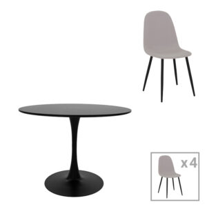 Bella-Balou dining table Argos The Classic set of 5 pcs MDF black-grey fabric D120x73cm
