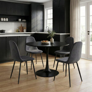 200 001432 Bella-Balou dining table Argos The Classic set of 5 pcs MDF black-anthracite velvet D100x73cm