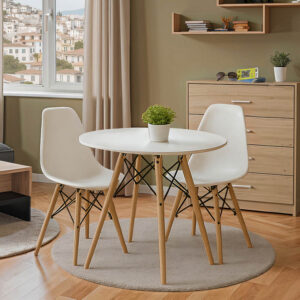 Dining Room with Julita Chairs White and Julita Table White D80x73cm Set of 3pcs