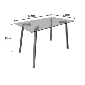 200 001581 3 Dining Room with Jelour Chairs Gray and Titta Glass Table 120x70x75cm Set of 5pcs