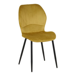 200 001587 2 Dining Room with Jelour Yellow Chairs and Donda Table Black Φ100x76 Set of 5pcs
