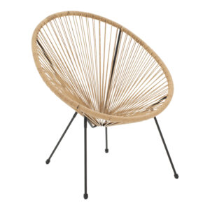 Acapulco armchair Argos The Classic metal in black-pe rattan in natural shade 68.5x74.5x84cm