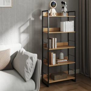 225 000062 Bookcase Dorfie Argos The Classic in natural color with black metal 70x30x159cm
