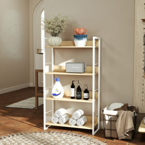 225 000064 Bookcase Dorfie Argos The Classic in natural color with white metal 70x30x124.5cm