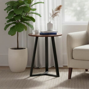 Side table Trepolo Argos The Classic in walnut color and black metal D45x52cm