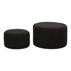 225 000078 3 Stool - Pouf Gabello Argos The Classic boucle fabric in black color D44x26.5cm