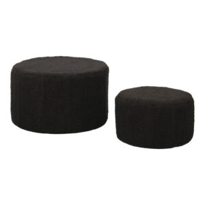 Stool - Pouf Gabello Argos The Classic boucle fabric in black color D44x26.5cm