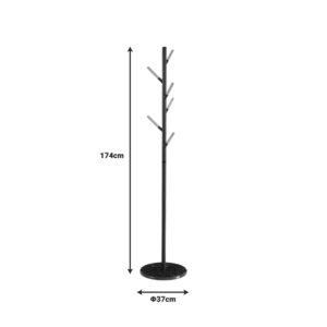 226 000025 1 Ponziele metal clothes rack in black shade D37x174cm