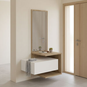 Kendi Entryway Furniture by Argos The Classic, wall-mounted with mirror, in white-sonoma finish 49.1x31.3x90 cm.
