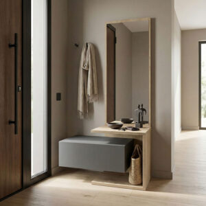 Kendi Entryway Furniture by Argos The Classic, wall-mounted with mirror, in sonoma-anthracite finish 49.1x31.3x90 cm