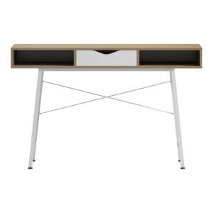 230 000060 1 Office desk Komo Argos The Classic in sonoma-white color with white metallic legs 120x48x76cm