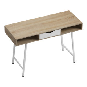 230 000060 3 Office desk Komo Argos The Classic in sonoma-white color with white metallic legs 120x48x76cm
