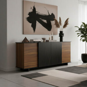Zafore Argos The Classic sideboard in walnut color with black marble 180x45x80cm
