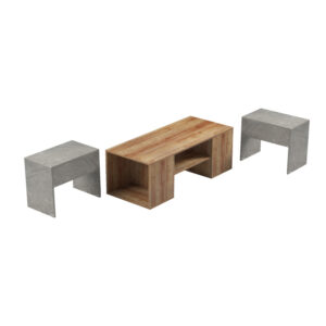 230 000087 2 Morfi Argos The Classic polymorphic coffee table 3pcs in oak-beige marble shade 105x45x37cm