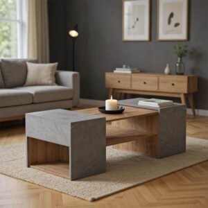 230 000087 Morfi Argos The Classic polymorphic coffee table 3pcs in oak-beige marble shade 105x45x37cm