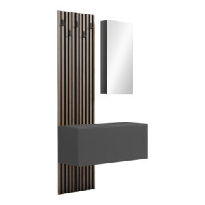 Arika Argos The Classic entrance furniture with mirror in oak-anthracite shade 100x37.1x199.5cm