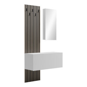 Arika Argos The Classic entrance furniture with mirror in white-sonoma shade 100x37.1x199.5cm