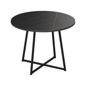 230 000094 2 Sarah I table Argos The Classic in black marble with black metal legs D100x76cm