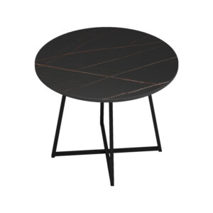 230 000094 3 Sarah I table Argos The Classic in black marble with black metal legs D100x76cm
