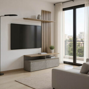 Perlento Argos The Classic living room set in beige marble look and sonoma color 140x41x219.5cm
