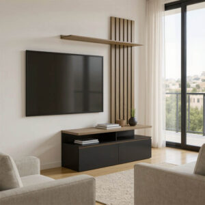 Perlento Argos The Classic living room set in black and sonoma color 140x41x219.5cm