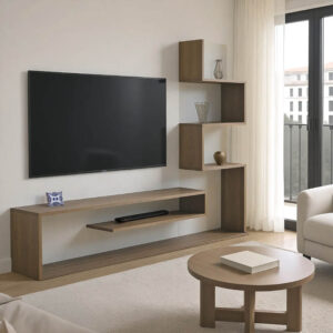 Cazenda Argos The Classic tv unit with bookcase in sonoma and white color 160x29x126cm