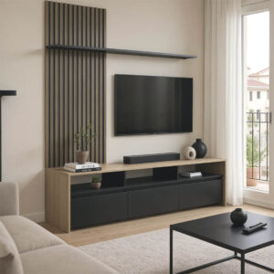 Delfina Argos The Classic living room set in sonoma and black color 190x40x199.5cm