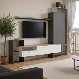 Ferefia Argos The Classic living room set in sonoma and white and dark grey color 240x45.5x189.5cm