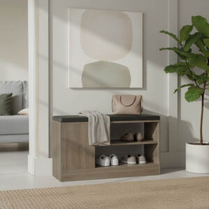 Shoe cabinet-stool Deboule Argos The Classic for 8 shoe pairs in sonoma-black color 90x30x46cm