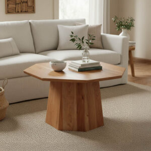 Octagon coffee table Argos The Classic acacia wood in natural shade D80x45cm