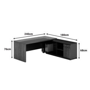 246 000014 2 Professional desk with right corner Oscar Argos The Classic melamine in walnut-charcoal shade 240x180x76cm